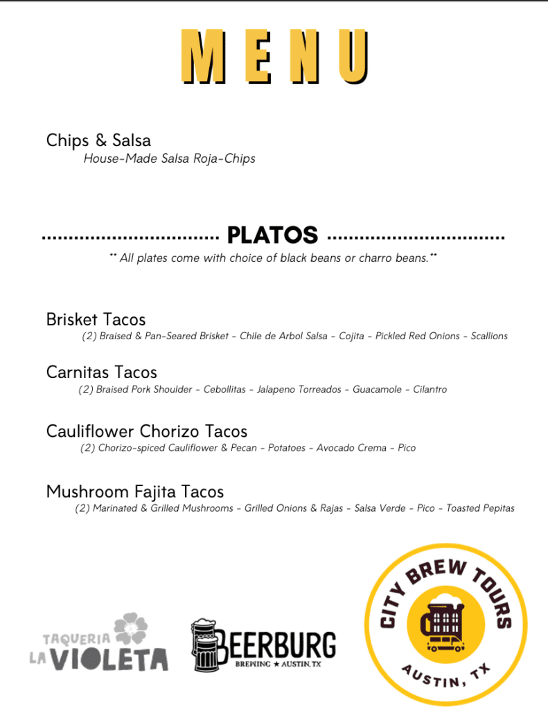 Pairing Menu - Beerburg Brewing