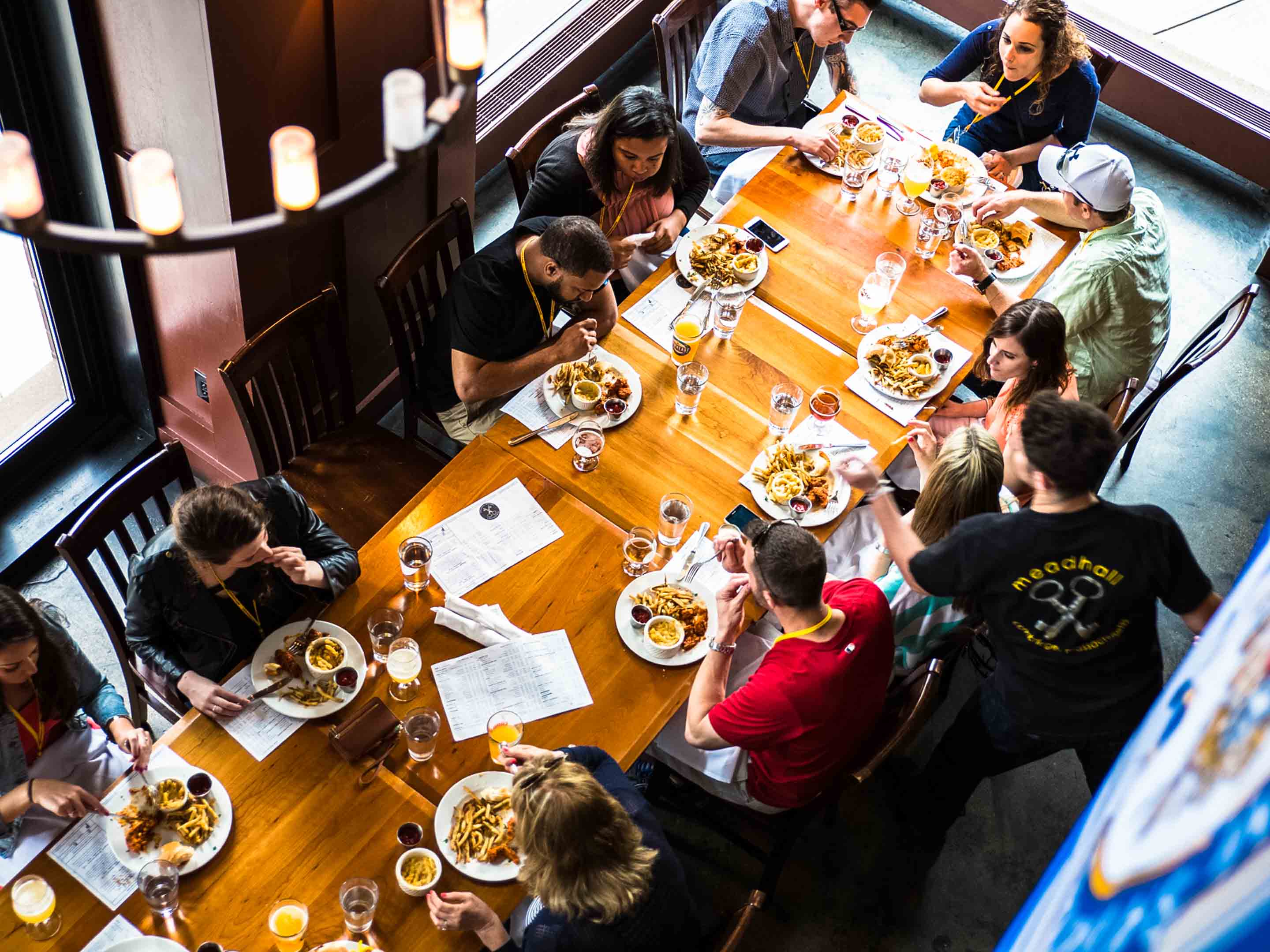 City Brew Tours guests enjoying a beer and meal pairing