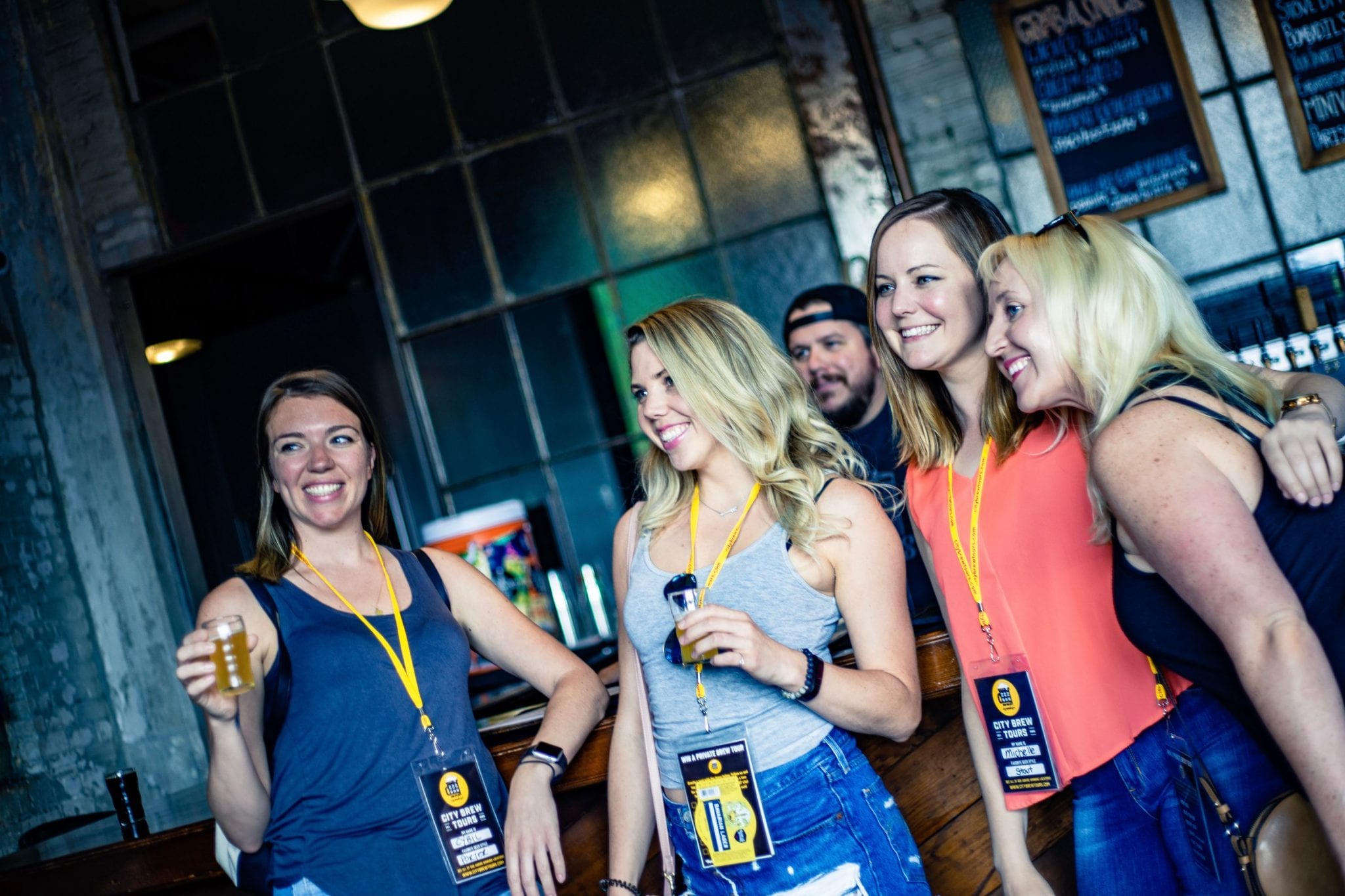 A bachelorette group on a City Brew Tours in Boston, MA