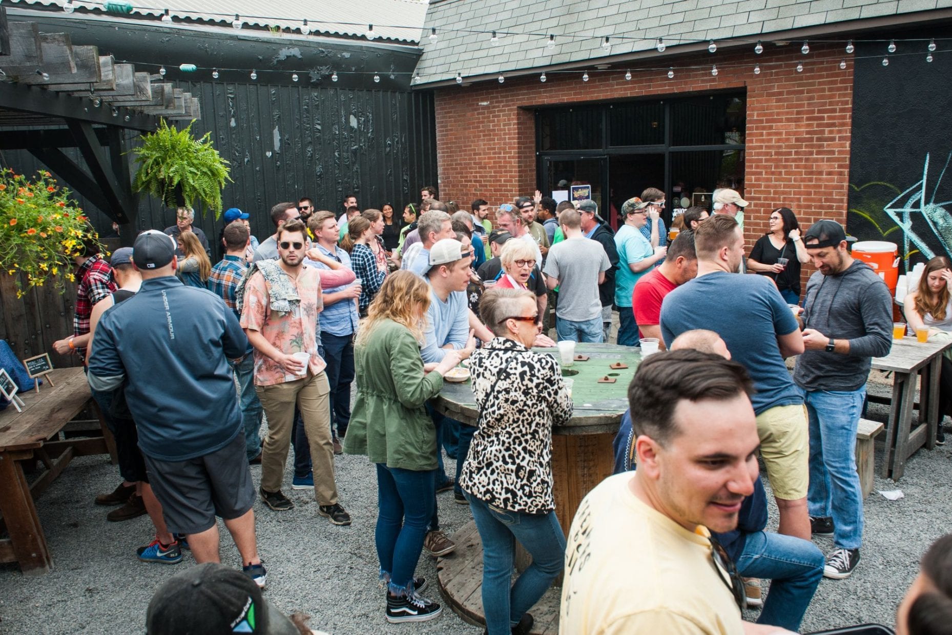 Strange Roots' in Pittsburgh, PA, has a busy outdoor patio.