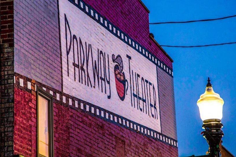 Parkway Theater's brick exterior in Pittsburgh, PA