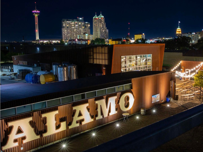 Alamo Beer Company at night