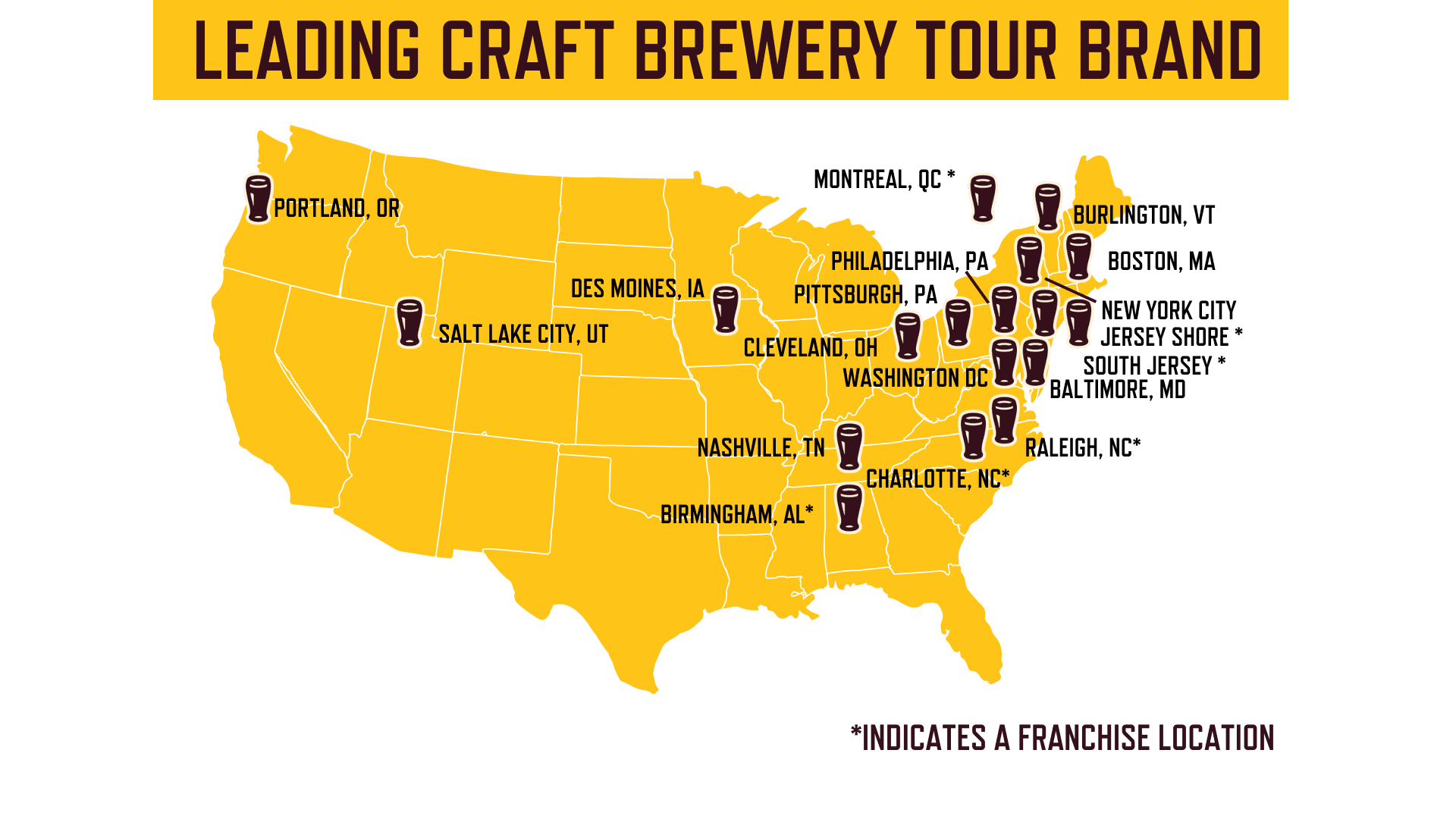 Map indicating franchise locations